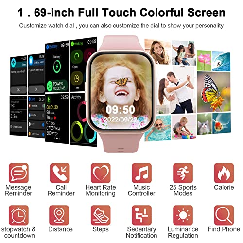 1.69" MOLOCY Fitness Smartwatch - IP68 Waterproof (Pink)
