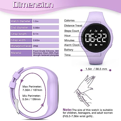 Waterproof LED Pedometer Watch for Fitness Tracking