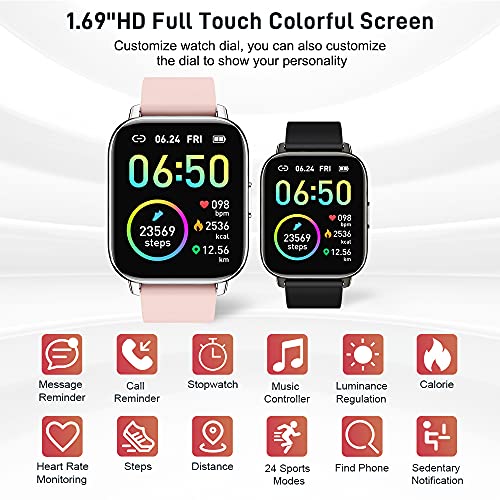 1.69" Touch Screen Smart Watch with Heart Rate Sleep Monitor