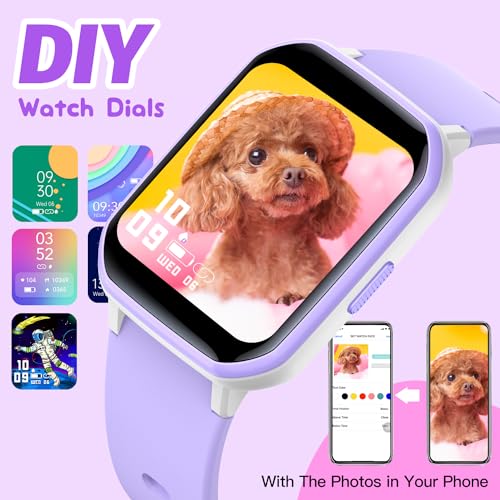 Smart Watch for Girls, Waterproof Fitness Tracker (Purple)