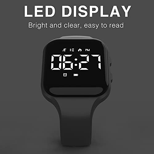 Focwony Led Fitness Tracker Watch - Square Black
