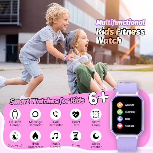 Smart Watch for Girls, Waterproof Fitness Tracker (Purple)
