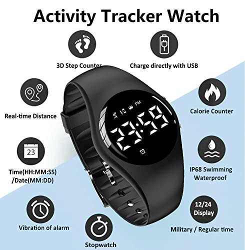 Water Resistant LED Fitness Tracker Watch for Kids & Adults