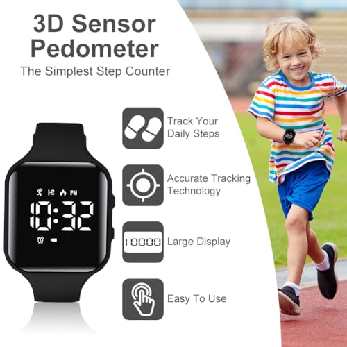 Flintronic Waterproof LCD Pedometer Watch - Teens' Gift