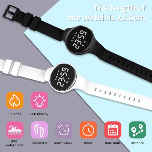 Waterproof Pedometer Watch for Kids - Silent Alarm LED