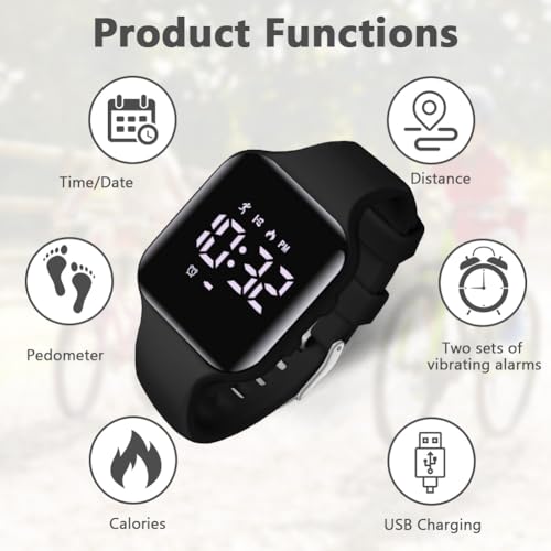 Flintronic Waterproof LCD Pedometer Watch - Teens' Gift