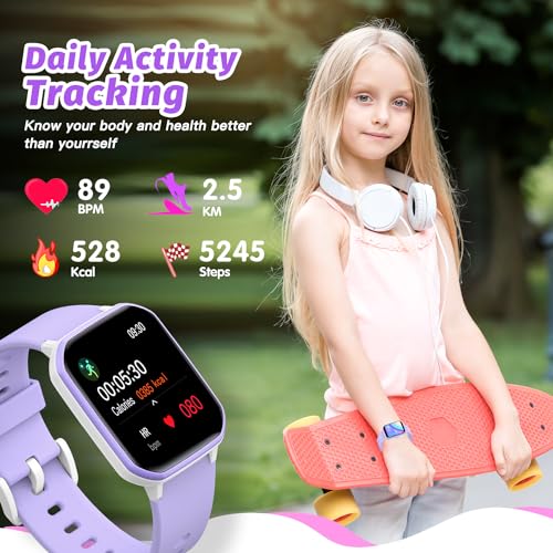 Smart Watch for Girls, Waterproof Fitness Tracker (Purple)