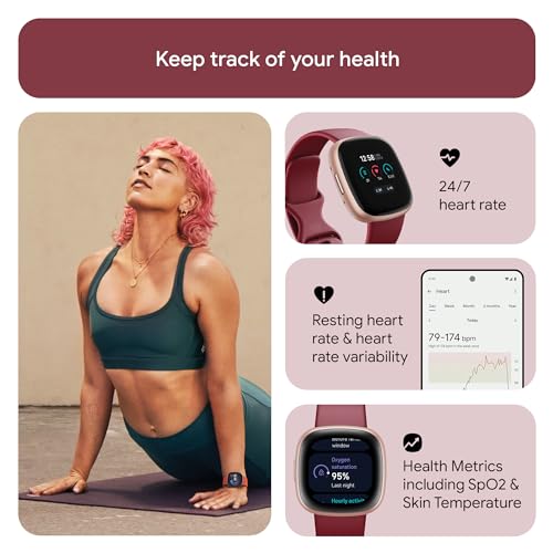 Fitbit Versa 4 Smartwatch - Beet Juice / Copper Rose