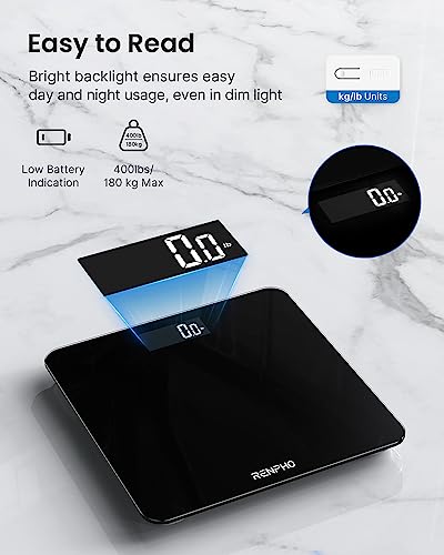 RENPHO Body Weight Scale with High Precision Sensors - Black