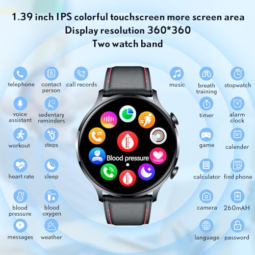 Men's Bluetooth Smartwatch with Heart Rate Monitor and Sleep Tracker