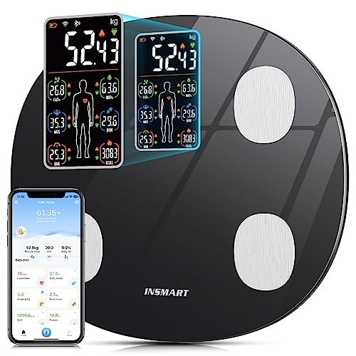 Bluetooth Body Weight Scales with Heart Rate - BLACK
