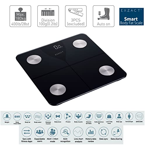 Exzact Smart Body Scale - Bluetooth - 180kg Capacity