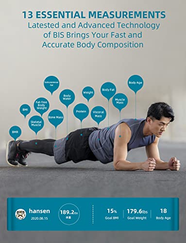 Smart Body Fat Scale: 13 Metrics, iOS/Android Compatible