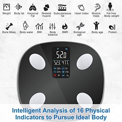 Bluetooth Body Weight Scales with Heart Rate - BLACK