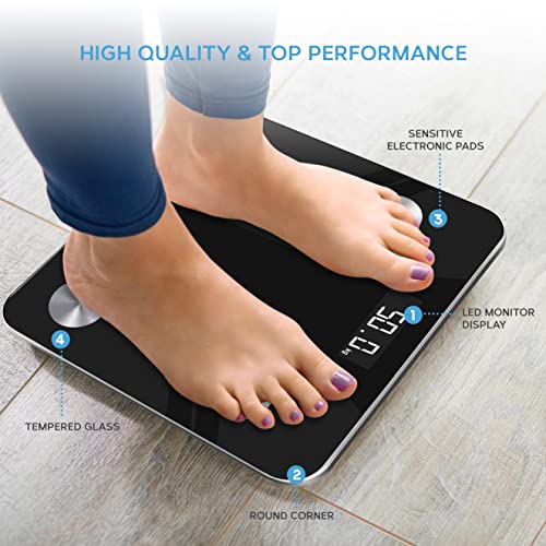 Smart Bathroom Scales - Monitor Weight Loss, Bluetooth, LCD