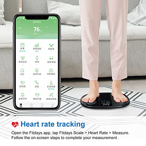 Bluetooth Body Weight Scales with Heart Rate - BLACK