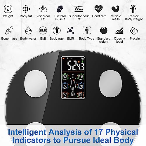 Bluetooth Body Weight Scales with Heart Rate - BLACK