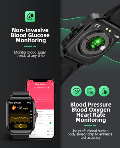 SOUYIE Smartwatch: Blood Glucose, HD Touch Screen