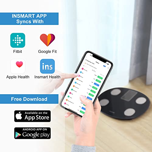 Bluetooth Body Weight Scales with Heart Rate - BLACK