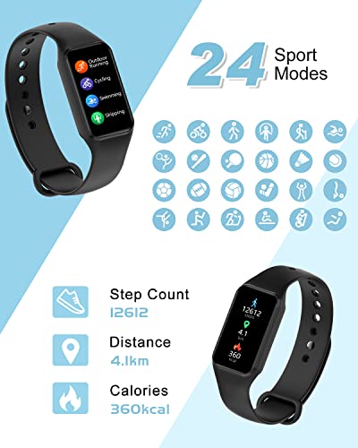 Smart Watch, Fitness Tracker, Heart Rate Monitor - Black