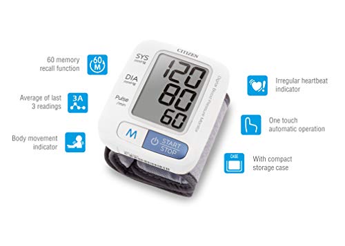 Citizen Digital Wristwatch: Large Display Blood Pressure Monitor