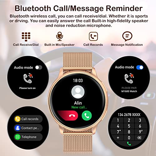Bluetooth Smartwatch: Calls, Touch Screen, Waterproof - iPhone/Android