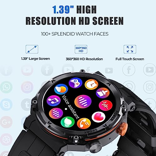 VIRAN Men's Smartwatch: Make Calls, 5ATM Waterproof