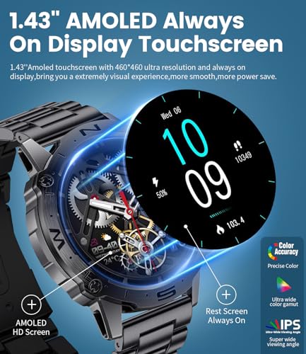 LIGE Smart Watches: 1.43" AMOLED, Bluetooth, Heart Rate