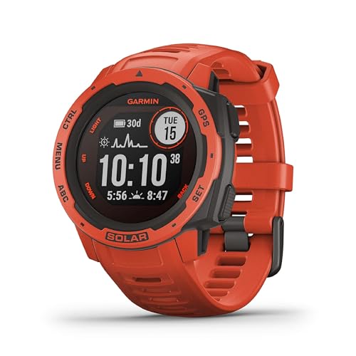 Garmin Instinct Solar Outdoor Smartwatch, Flame Red