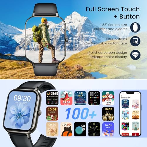 Wireless 1.83" Smartwatch with Heart Rate Monitoring