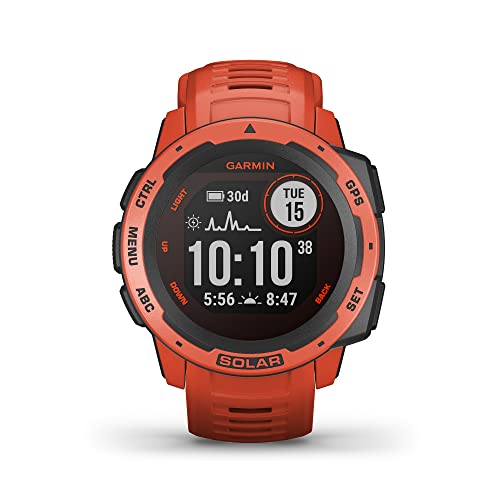Garmin Instinct Solar Outdoor Smartwatch, Flame Red
