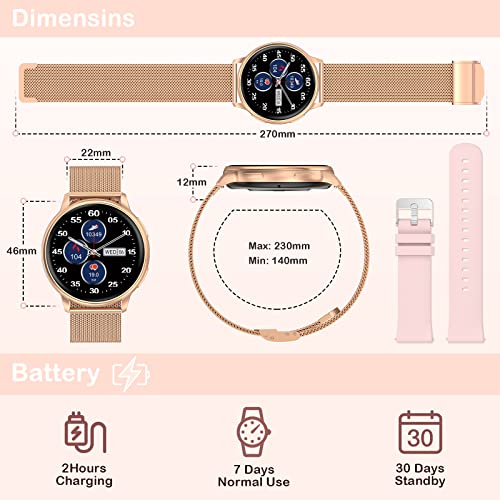 Bluetooth Smartwatch: Calls, Touch Screen, Waterproof - iPhone/Android