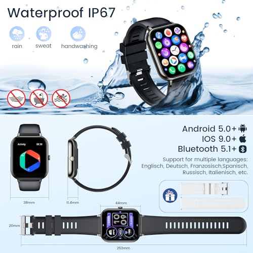 Wireless 1.83" Smartwatch with Heart Rate Monitoring