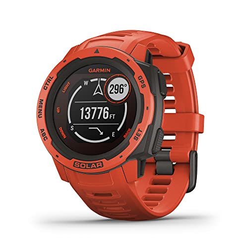 Garmin Instinct Solar Outdoor Smartwatch, Flame Red