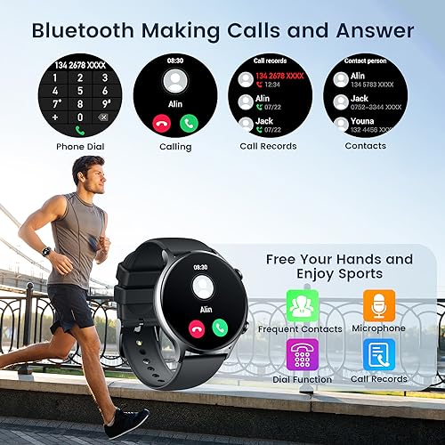 Men's Smartwatch: 1.42" Touch Screen, Heart Rate, GPS