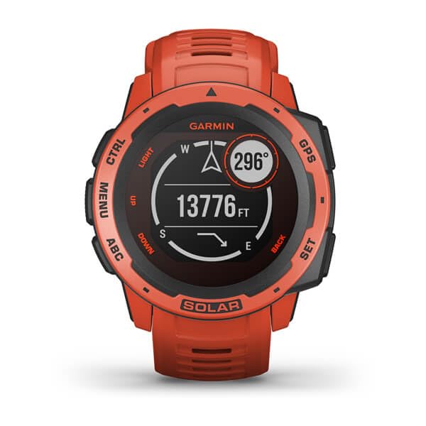 Garmin Instinct Solar Outdoor Smartwatch, Flame Red