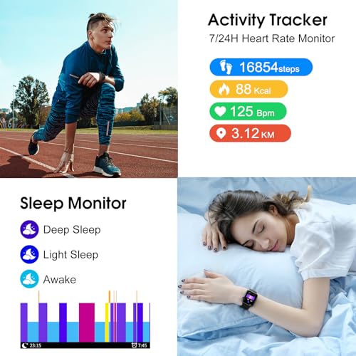 VKROBAG Smart Watch: Answer/Make Call, 1.85", 112 Sports Modes