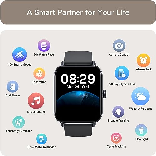 Men's Smartwatch: Alexa Built-in, Bluetooth Call, 1.8" Display