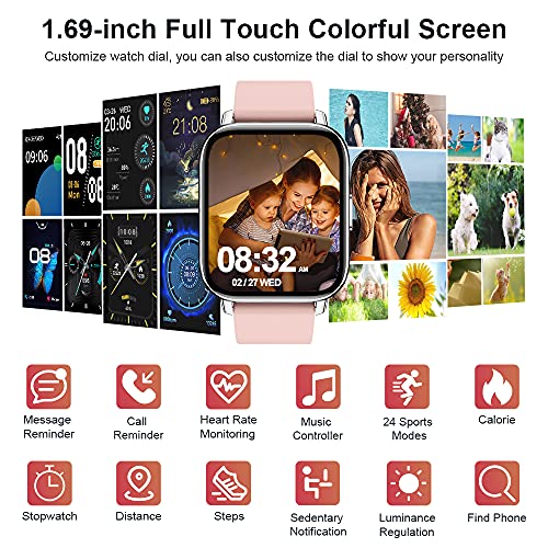 1.69" Smartwatch with Heart Rate & Sleep Monitor