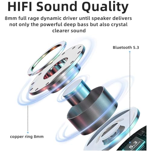 Wireless Earbuds, Bluetooth 5.3 Headphones with Deep Bass