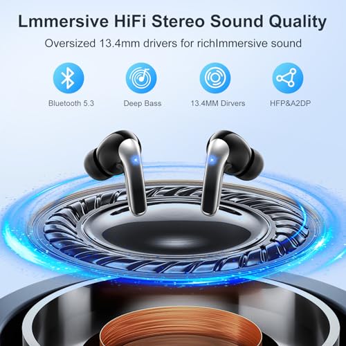 Bluetooth 5.3 Wireless Earbuds with Noise Cancelling