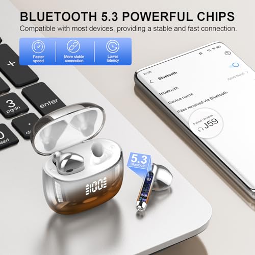 Wireless Earbuds, Bluetooth 5.3, Deep Bass, LED Display