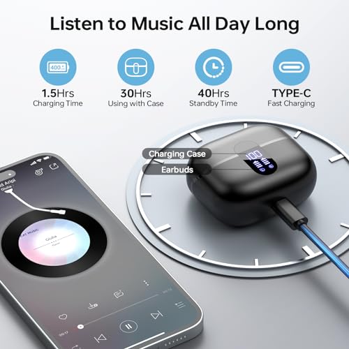 Wireless Earbuds with Noise Cancelling Mic - Black