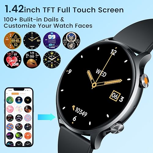 Men's Smartwatch: 1.42" Touch Screen, Heart Rate, GPS