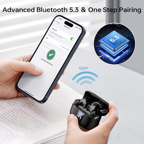 Wireless Earbuds with Noise Cancelling Mic - Black