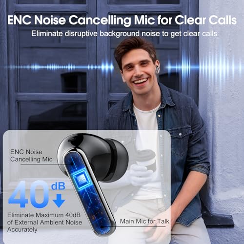 Wireless Earbuds with ENC Mic, HiFi Stereo, IPX7