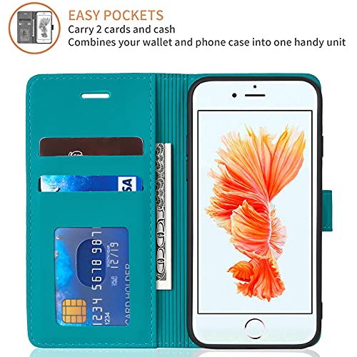 Blue Leather Wallet Case for iPhone 7 Plus/8 Plus