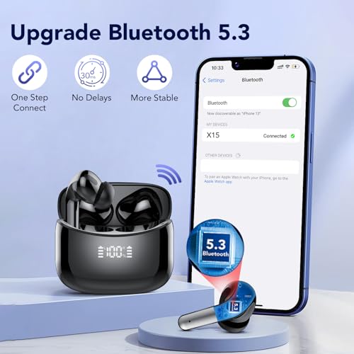Wireless Earbuds with 52H Playtime, Bluetooth 5.3