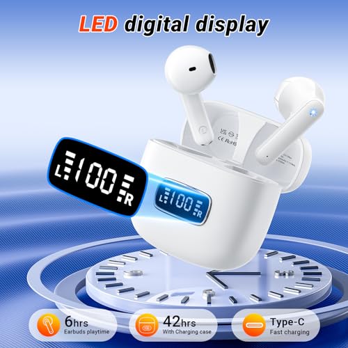 2024 HiFi Bluetooth Earbuds with 4 Mic, White