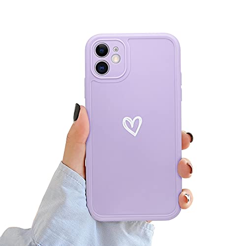 Cute Love-Heart Pattern iPhone 11 Silicone Case - Purple